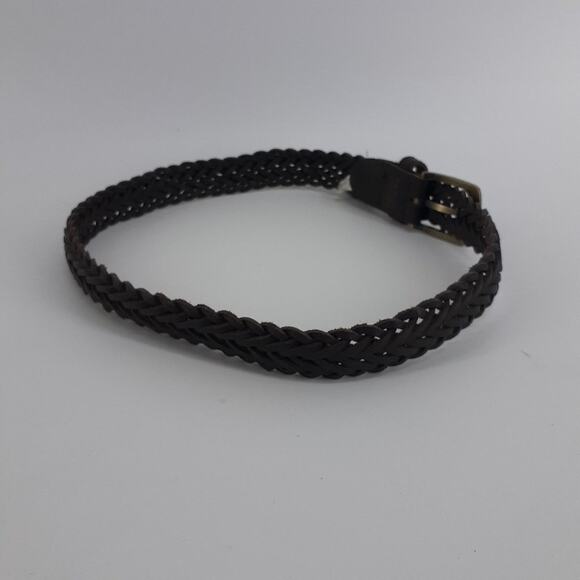 Children's Place Kid's Black Genuine Leather Belt Size 22" Weaved Braided Girl - Picture 3 of 8